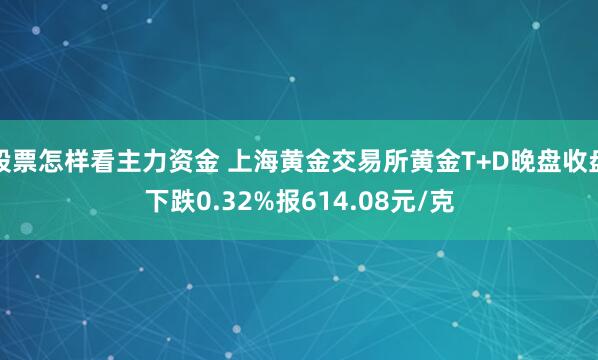 股票怎样看主力资金 上海黄金交易所黄金T+D晚盘收盘下跌0.32%报614.08元/克